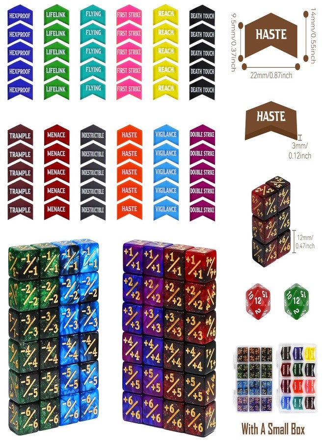 FourDragons 110 Pieces MTG Abilities Keyword Tokens 12mm Dice Counters Set for Magic The Gatering, MTG Life Counter Buff Tokens with Box, Compatible with TCG CCG Magic Card Games Accessories - Image 2